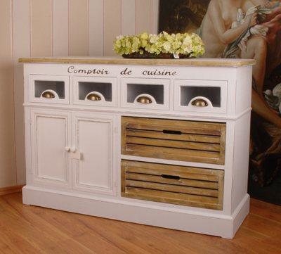 LANDHAUSSTIL SIDEBOARD ANRICHTE SHABBY WEISS VINTAGE HMA14