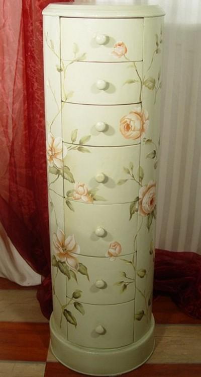 ROUND CHEST OF DRAWERS WITH 7 DRAWERS ROSES FRF04